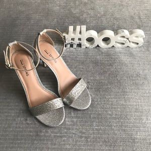 Call It Spring Silver Ankle Strap Sandals - Size 6